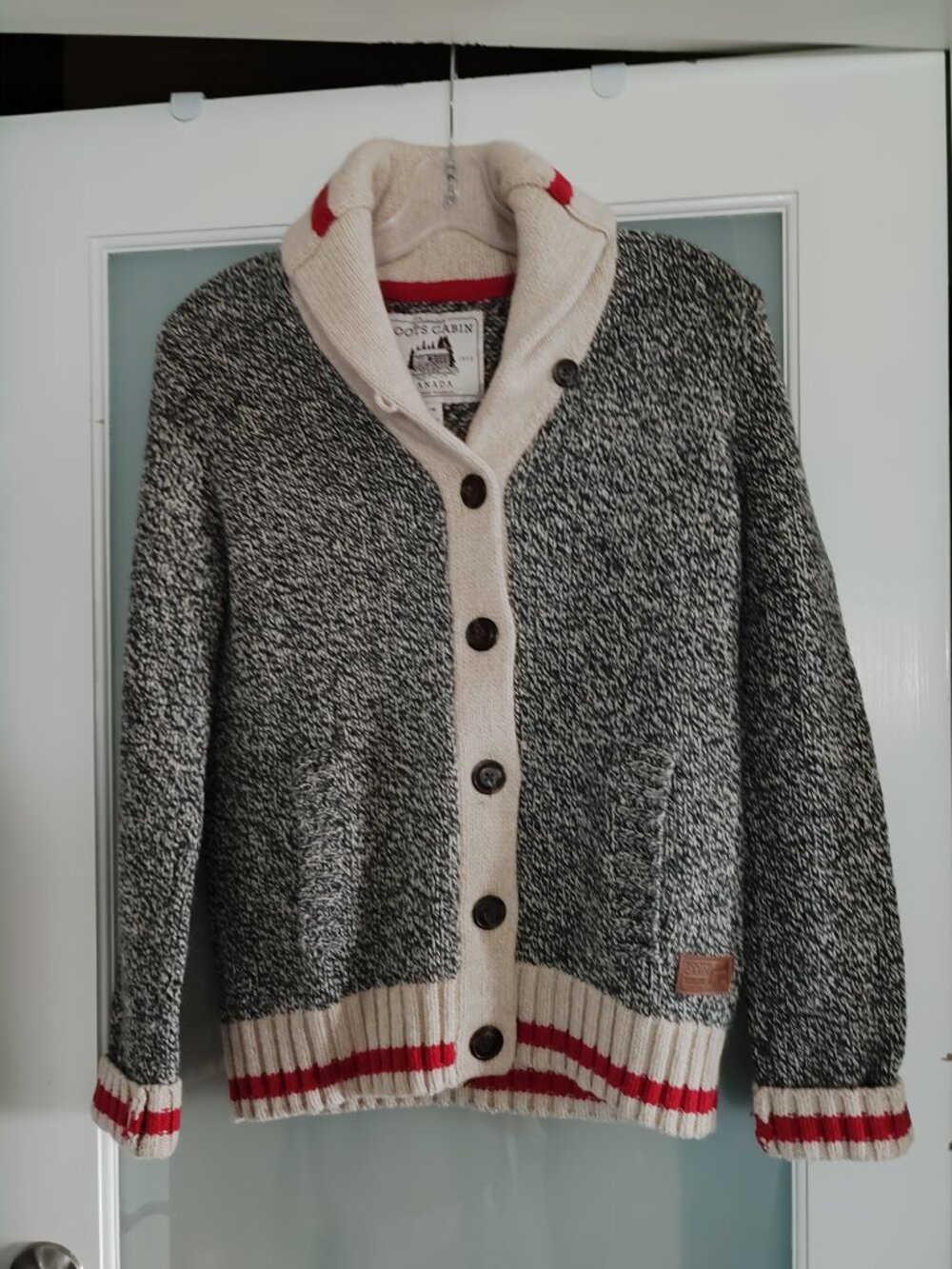 Roots Women’s Cabin Collection Salt & Pepper Wool blend Knit Cardigan - Size M.